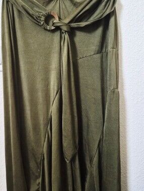 Olive Green Maxi Skirt with Ring Detail